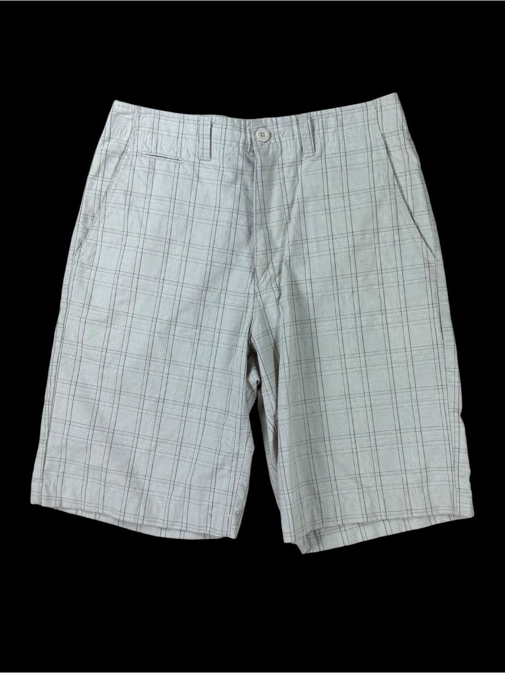 Mens Champs Sports light beige plaid flat front shorts size 30